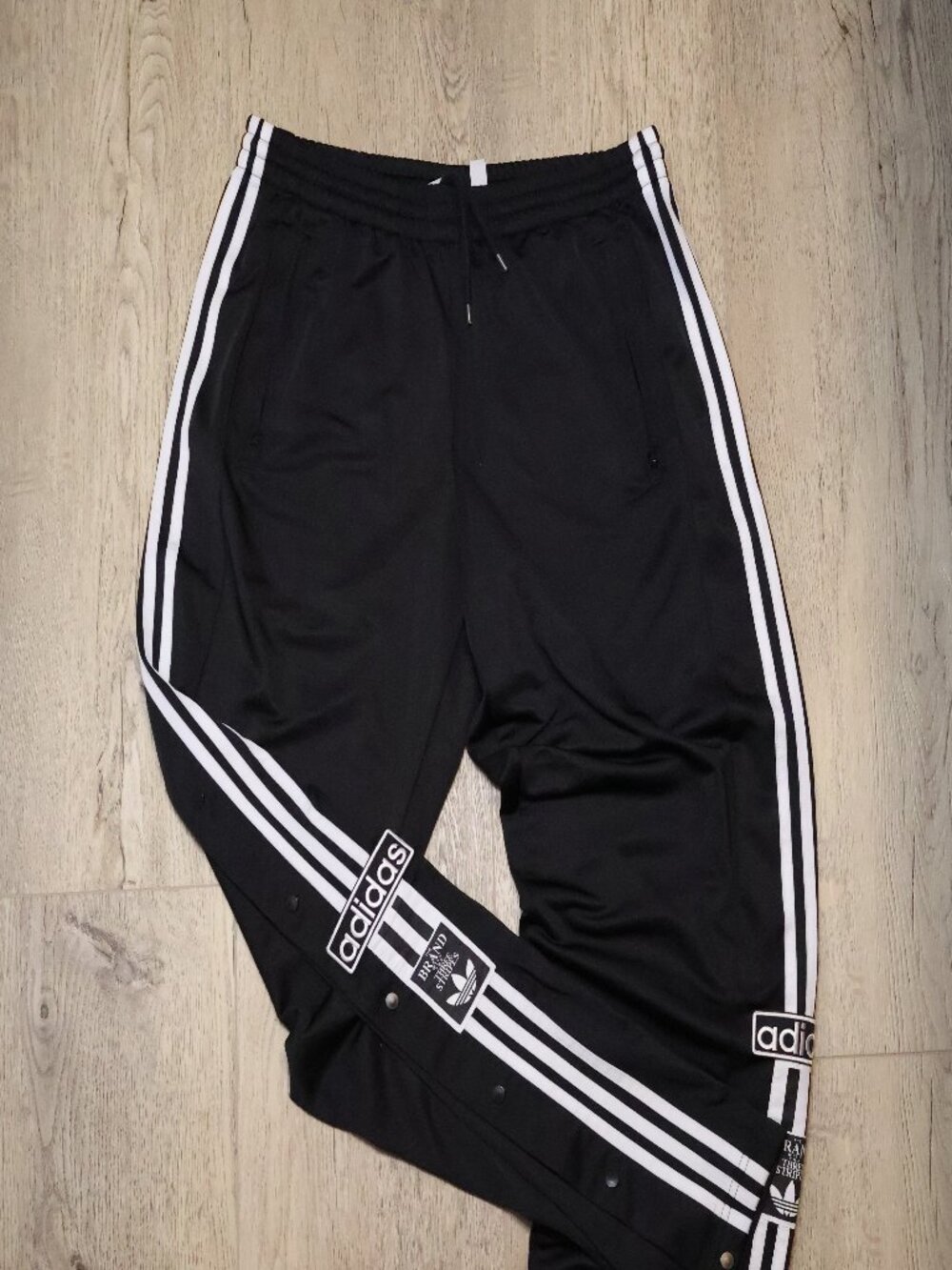 Adidas Black & White Snap Tear-Away Track Pants